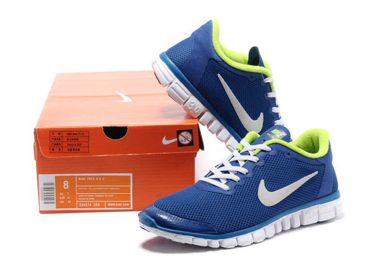 Nike Free 3.0 femmes chaussures de course bleu jaune (2)